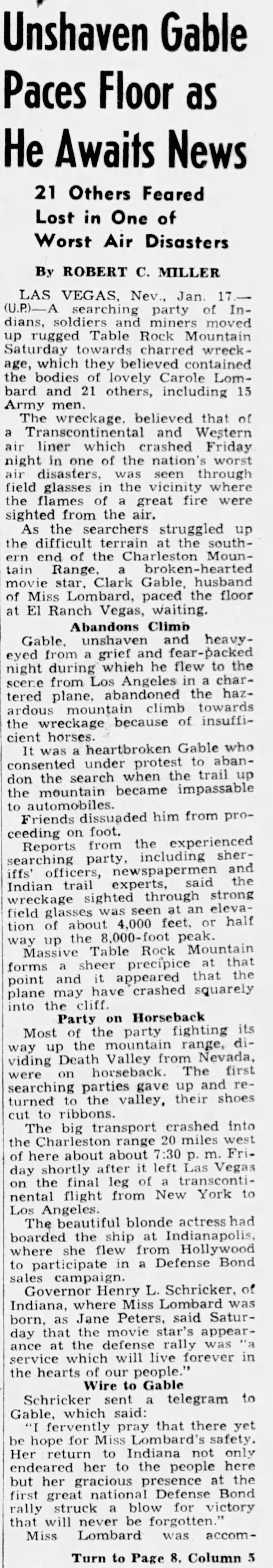 Clark Gable anxiously awaits word about his wife.