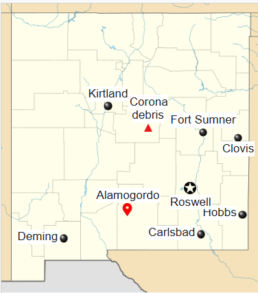 Roswell was one of many army airfields in New Mexico when debris was recovered from a ranch near Corona. Researchers at Alamogordo Air Field, less than 150 miles from Roswell, were launching classified balloons during the prior weeks.